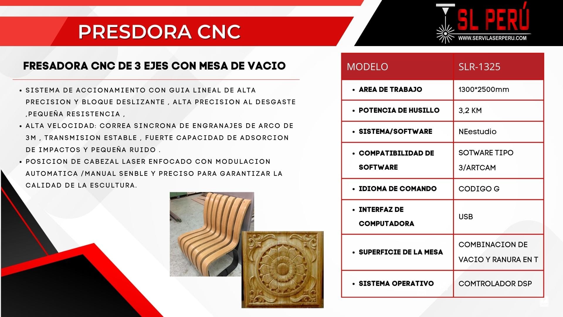 Router CNC fresando madera y MDF en Perú — SL Tecnología Perú