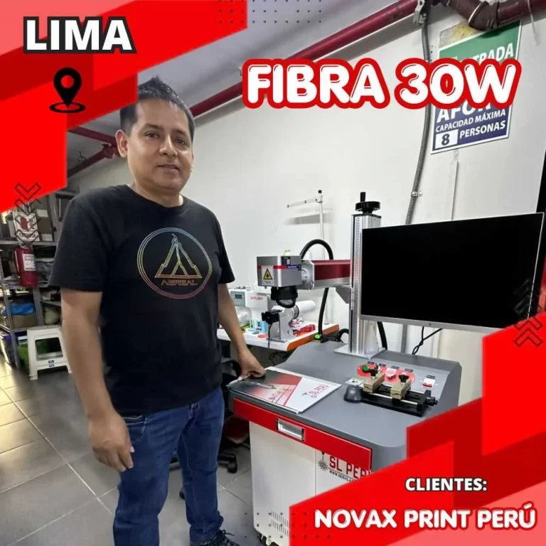 Cliente Novax Print Perú con marcadora láser de fibra 30W de SL Perú en Lima
