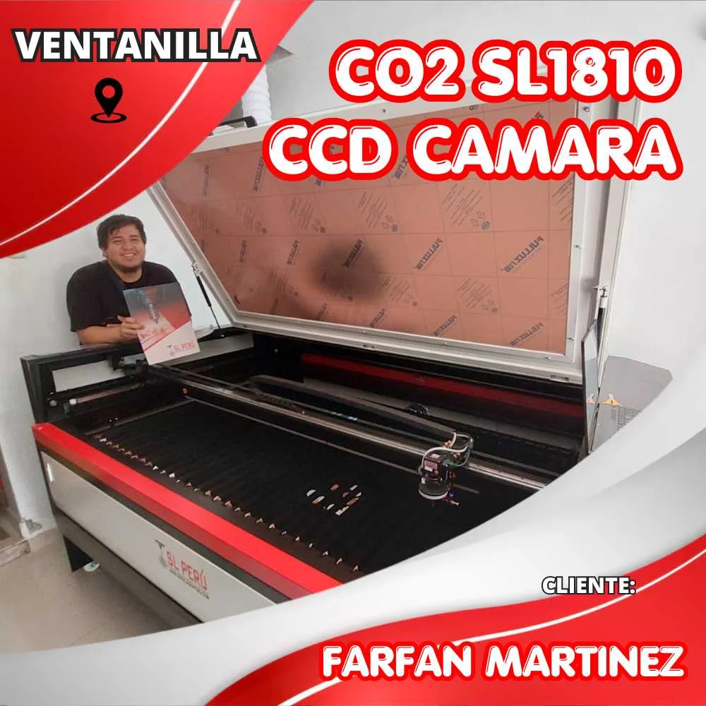 Cliente Farfán Martínez con máquina de corte láser CO2 SL1810 CCD de SL Perú en Ventanilla