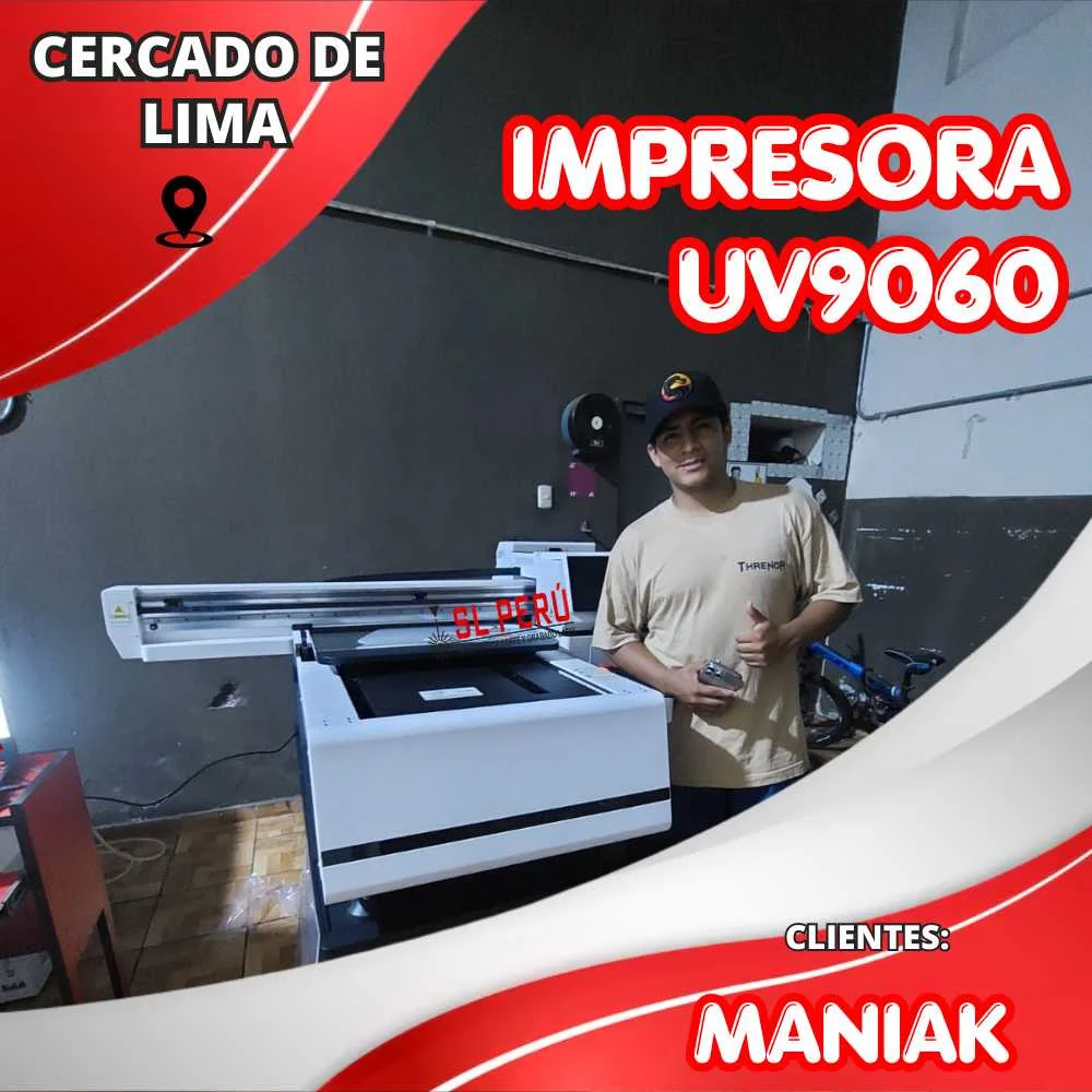 Cliente Maniak con impresora UV 9060 de SL Perú en Cercado de Lima