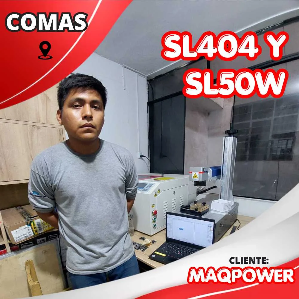Cliente Maqpower con máquinas láser SL404 50W de SL Perú en Comas