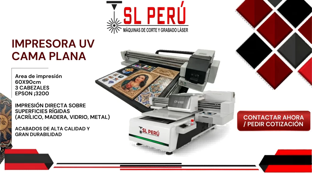 Impresora UV cama plana 60x90 cm con cabezales Epson i3200 — SL Tecnología Perú
