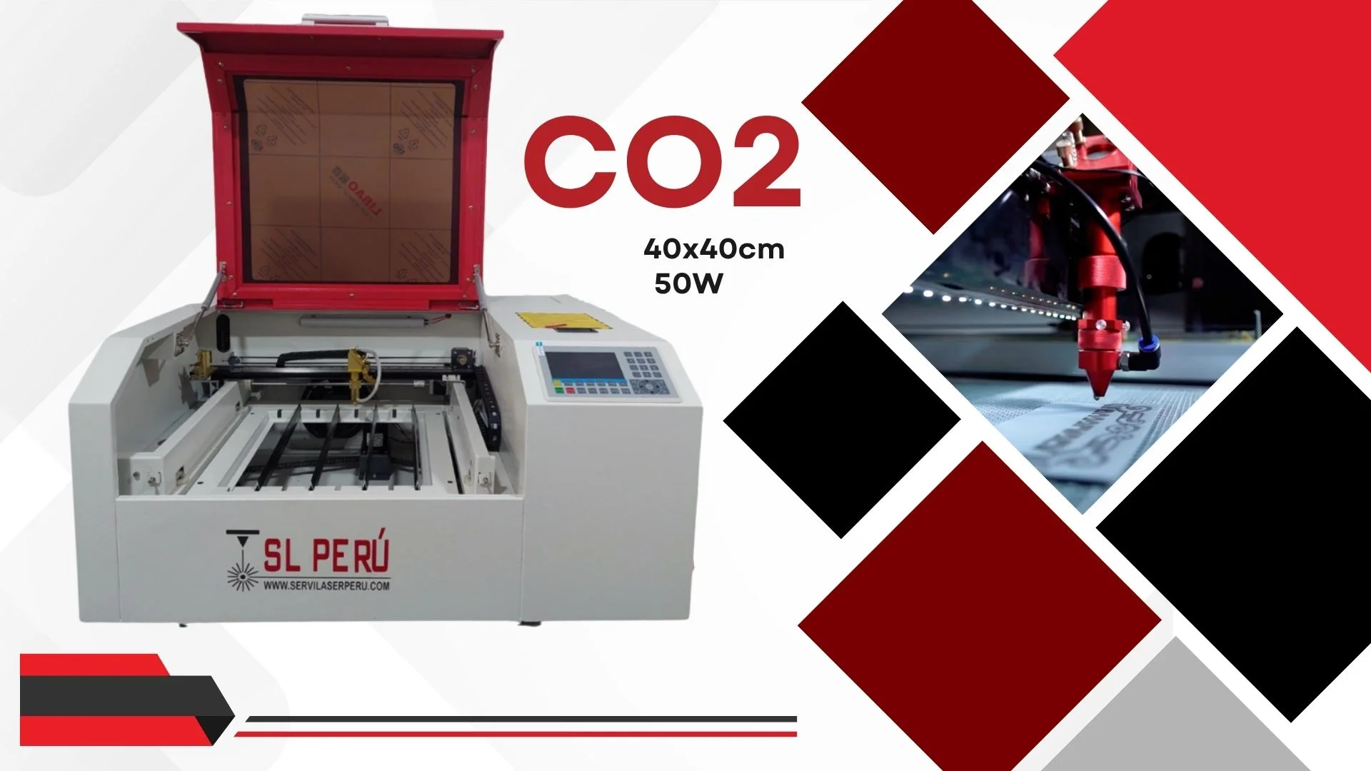 Máquina láser CO2 40×40cm 50W — SL Tecnología Perú