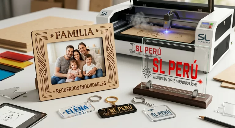 Regalos personalizados y corporativos grabados con máquina láser CO2 de SL Perú.
